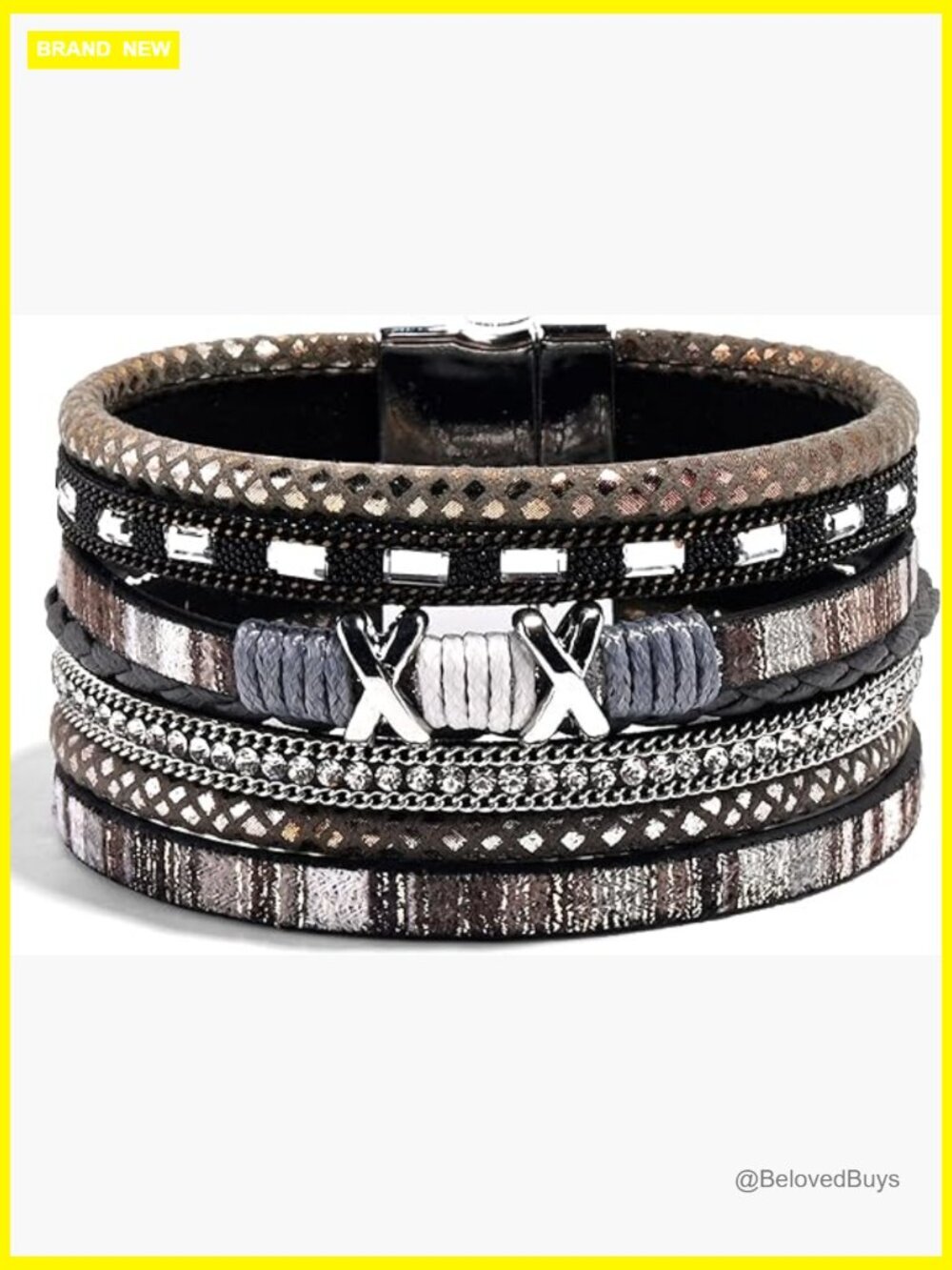 Boho Leather Wrap Bracelet Multi-Layer Strong Clasp Jewelry